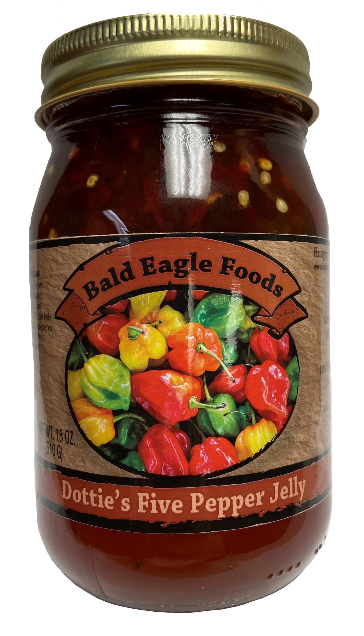 Dottie's Five Pepper Jelly, 18 oz, Bald Eagle Foods small-batch pepper jelly