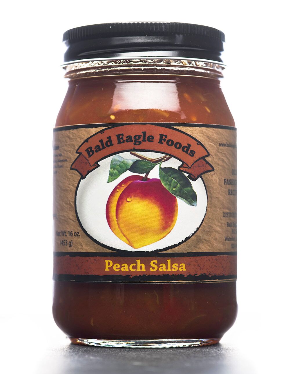 Peach Salsa, 17 oz, Bald Eagle Foods small-batch salsa
