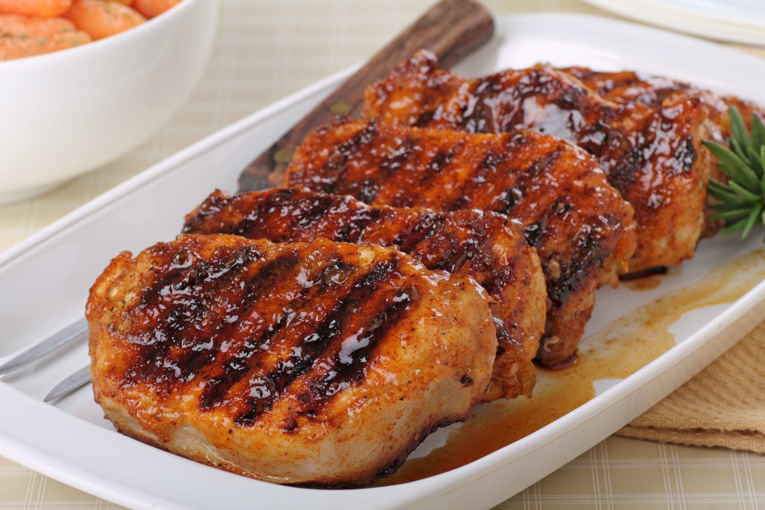 Grilled Pork Loin Chops with Raspberry Chipotle Sauce