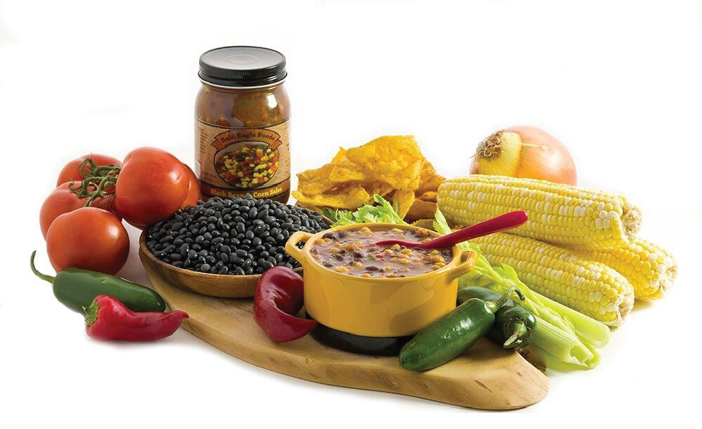 Bald Eagle Foods Black Bean & Corn Salsa, 16 oz, served with tortilla chips