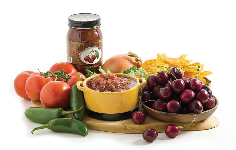 Bald Eagle Foods Cherry Salsa, 17 oz, served with tortilla chips