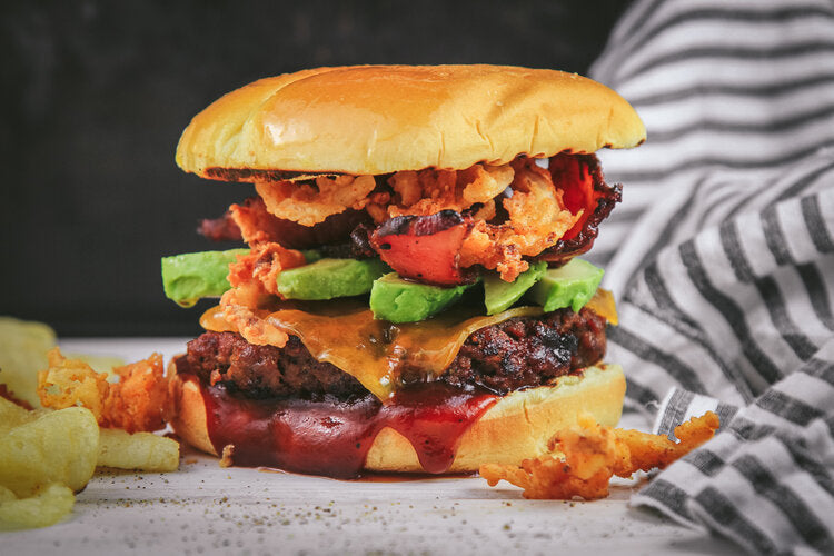 BBQ burger with Bald Eagle Foods Jalapeno Honey Mustard, a grilling recipe
