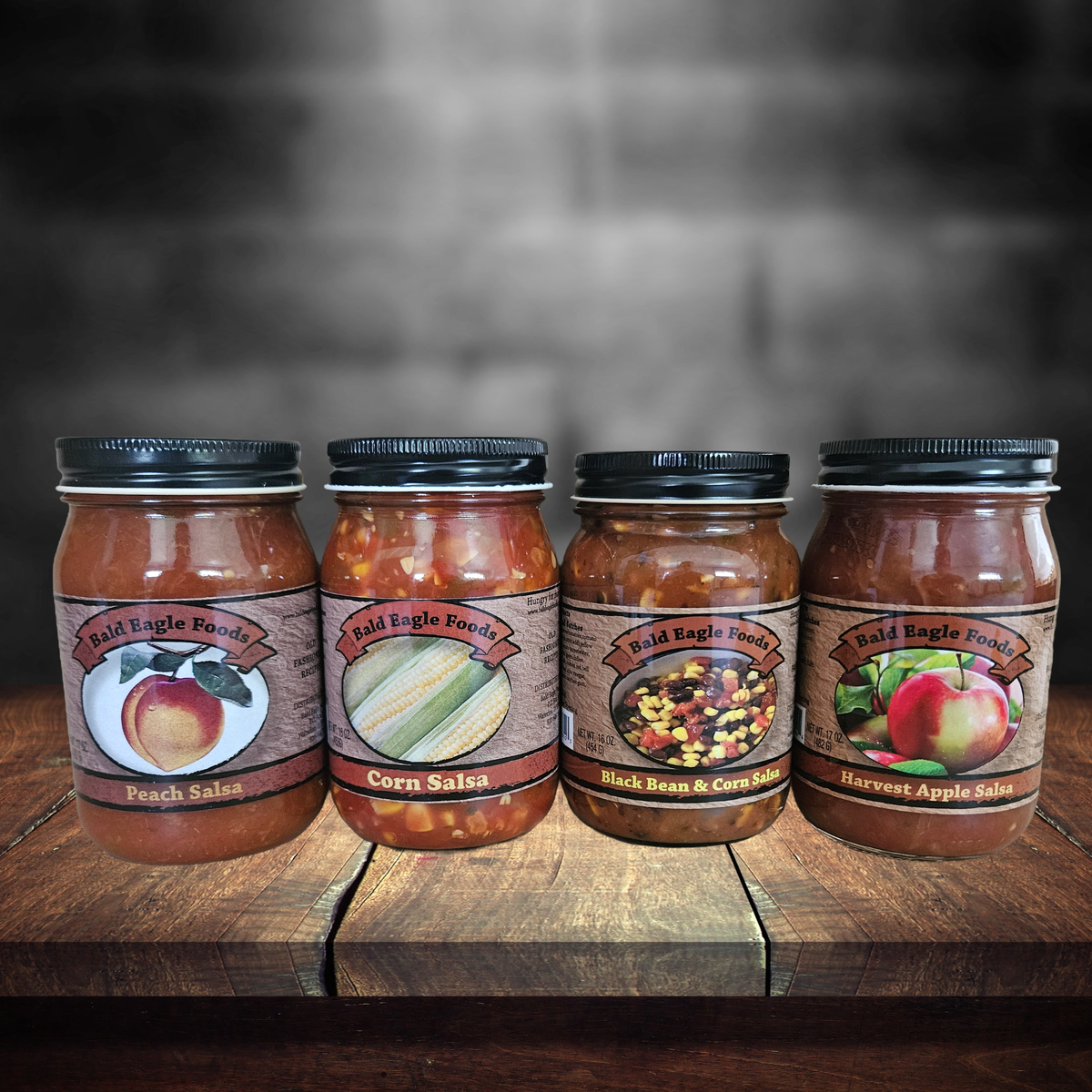 Sweet & Savory Salsa Pack — Corn Salsa, Black Bean & Corn Salsa, Peach Salsa, Harvest Apple Salsa
